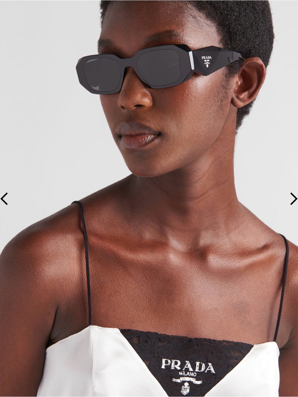 Prada Matte Black Angular Women's Sunglasses